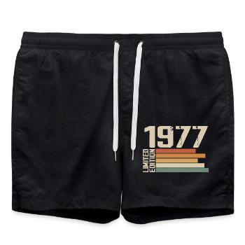 1977 Vintage - Retro 1977 Cadeau Anniversaire 1977 - Short de bain - noir - Devant - AI Model Male 185 light (185cm)