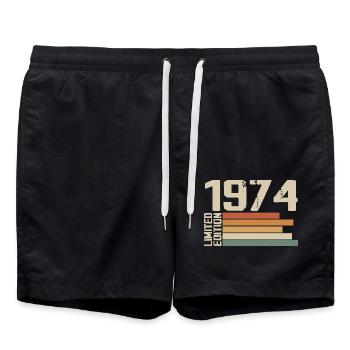 1974 Vintage - Retro 1974 Cadeau Anniversaire 1974 - Short de bain - noir - Devant - AI Model Male 185 light (185cm)