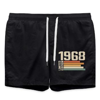 1968 Vintage - Retro 1968 Geburtstagsgeschenk 1968 - Badeshorts - Schwarz - Vorne - AI Model Male 185 light (185cm)