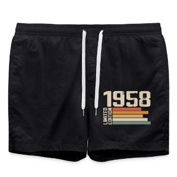 1958 Vintage - Retro 1958 Birthday Gift 1958 - Swim Trunks - black - Front - AI Model Male 185 light (185cm)