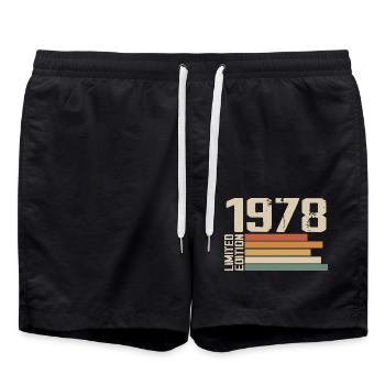 1978 Vintage - Retro 1978 Birthday Gift 1978 - Swim Trunks - black - Front - AI Model Male 185 light (185cm)
