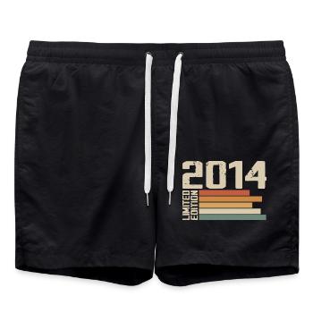 2014 Jahrgang - Retro 2014 Geburtstagsgeschenk 2014 - Badeshorts - Schwarz - Vorne - AI Model Male 185 light (185cm)