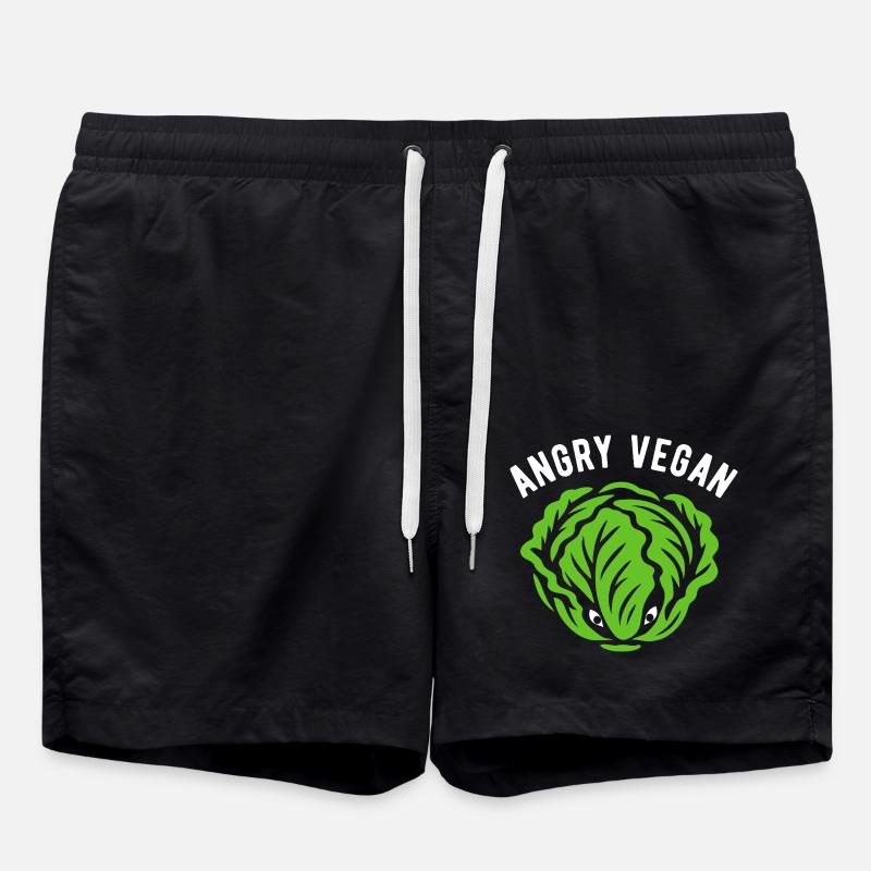 Salad - Angry vegan - Vegan diet - Swim Trunks - black