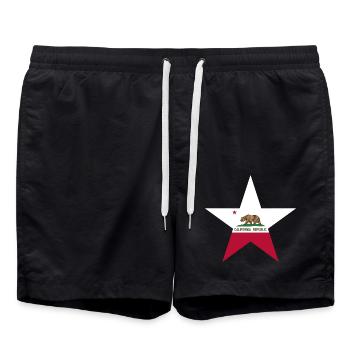 California Fan T-Shirt – Sun & Style - Short de bain - noir - Devant - AI Model Male 185 light (185cm)