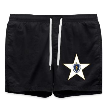 Massachusetts Fan T-Shirt – Stylisch & Einzigartig - Badeshorts - Schwarz - Vorne - AI Model Male 185 light (185cm)