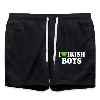 I love irish boys - Swim Trunks - black - Front - AI Model Male 185 light (185cm)