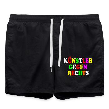 Künstler gegen rechts - Badeshorts - Schwarz - Vorne - AI Model Male 185 light (185cm)