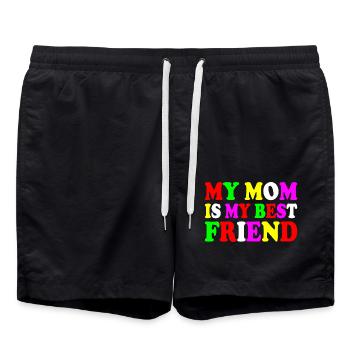my mom is my best friend - Badeshorts - Schwarz - Vorne - AI Model Male 185 light (185cm)