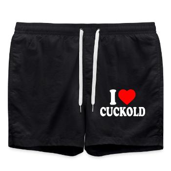 I love cuckold - Badeshorts - Schwarz - Vorne - AI Model Male 185 light (185cm)