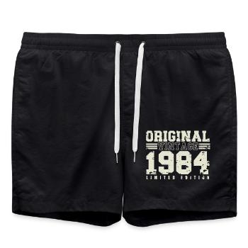 1984 Jahrgang geboren Geburtstag Geschenk - Badeshorts - Schwarz - Vorne - AI Model Male 185 light (185cm)