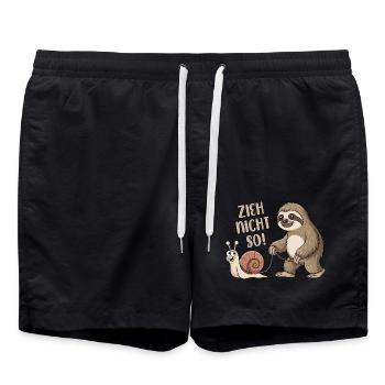 Zieh nicht so - Schnecke und Faultier - Badeshorts - Schwarz - Vorne - AI Model Male 185 light (185cm)