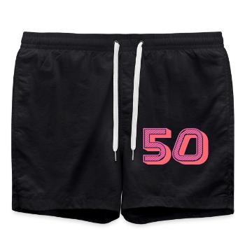 50. 50 YEARS. 50th ANNIVERSARY. 50TH ANNIVERSARY. - Swim Trunks - black - Front - AI Model Male 185 light (185cm)