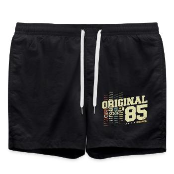 Original 1985 Vintage Vintage Rétro Anniversaire - Short de bain - noir - Devant - AI Model Male 185 light (185cm)