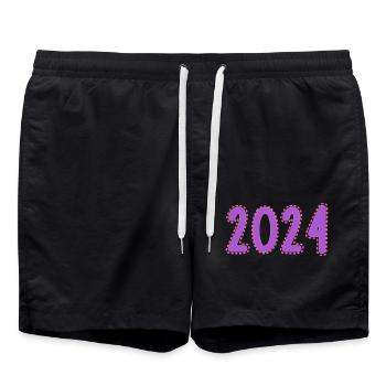 2024. FROHES NEUES JAHR. SILVESTER. NEUJAHR - Badeshorts - Schwarz - Vorne - AI Model Male 185 light (185cm)
