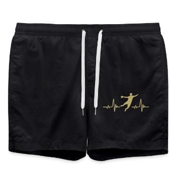 Handball Herzschlag Handballer - Badeshorts - Schwarz - Vorne - AI Model Male 185 light (185cm)