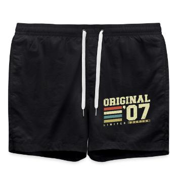 2007 Jahrgang geboren Vintage Retro Geburtstag - Badeshorts - Schwarz - Vorne - AI Model Male 185 light (185cm)