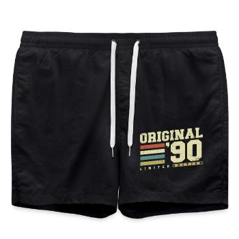 1990's Vintage Born Vintage Retro Birthday - Swim Trunks - black - Front - AI Model Male 185 light (185cm)