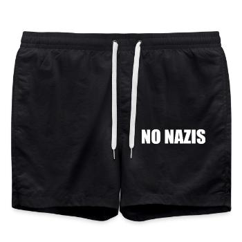 No nazis - Badeshorts - Schwarz - Vorne - AI Model Male 185 light (185cm)