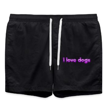 Text I love dogs - Badeshorts - Schwarz - Vorne - AI Model Male 185 light (185cm)