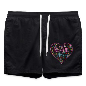 Konfetti im Herzen Herz Fasching Valentinstag Bunt - Badeshorts - Schwarz - Vorne - AI Model Male 185 light (185cm)