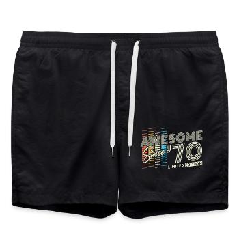 années 1970 Né Vintage Cadeau d’anniversaire Rétro - Short de bain - noir - Devant - AI Model Male 185 light (185cm)