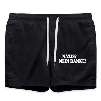 Nazis nein danke - Badeshorts - Schwarz - Vorne - AI Model Male 185 light (185cm)