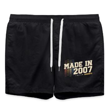 2007 Jahrgang Vintage Retro Geburtstag Geschenk - Badeshorts - Schwarz - Vorne - AI Model Male 185 light (185cm)