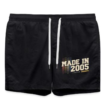 2005 Vintage Vintage Retro Birthday Gift - Swim Trunks - black - Front - AI Model Male 185 light (185cm)