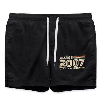 Millésime 2007 Né Rétro Vintage Anniversaire - Short de bain - noir - Devant - AI Model Male 185 light (185cm)
