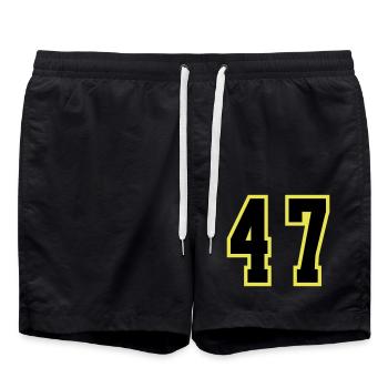 47 Number Jersey - Swim Trunks - black - Front - AI Model Male 185 light (185cm)
