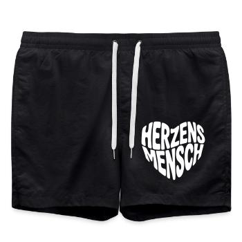 Herzensmensch Herzform - Badeshorts - Schwarz - Vorne - AI Model Male 185 light (185cm)
