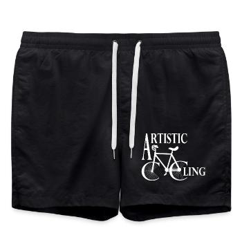 Artistic cycling, artistic cycling, indoor cycling - Swim Trunks - black - Front - AI Model Male 185 light (185cm)