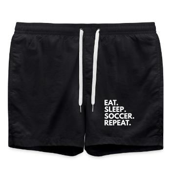 Eat. Sleep. Soccer. Repeat. - Badeshorts - Schwarz - Vorne - AI Model Male 185 light (185cm)