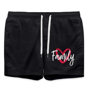 Famille coeur je partenaire regarder parents enfants - Short de bain - noir - Devant - AI Model Male 185 light (185cm)
