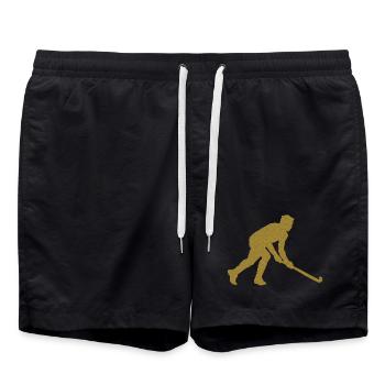 Gold Unihockey - Badeshorts - Schwarz - Vorne - AI Model Male 185 light (185cm)