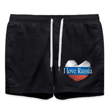 J'aime la russie - Short de bain - noir - Devant - AI Model Male 185 light (185cm)