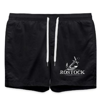 Rostock Lake Anchor Gift Idea Symbol Icon Logo - Swim Trunks - black - Front - AI Model Male 185 light (185cm)