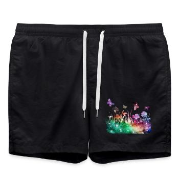 Blumenwiese Galaxie Garten Schmetterlinge - Badeshorts - Schwarz - Vorne - AI Model Male 185 light (185cm)