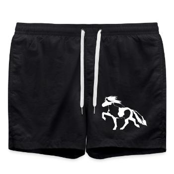 Schecke Islandpferd  - Badeshorts - Schwarz - Vorne - AI Model Male 185 light (185cm)