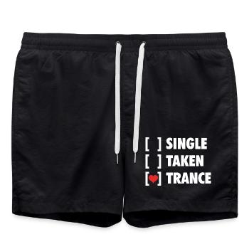 Single Taken Trance - Funny Shirt - Badeshorts - Schwarz - Vorne - AI Model Male 185 light (185cm)