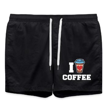 Ich Liebe Kaffee Trinken Kaffeeliebhaber Statement - Badeshorts - Schwarz - Vorne - AI Model Male 185 light (185cm)