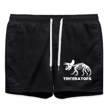 Squelette de tricératops blanc - Short de bain - noir - Devant - AI Model Male 185 light (185cm)