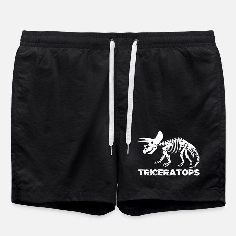 Squelette de tricératops blanc - Short de bain - noir