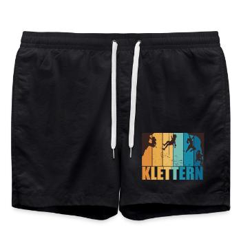 Klettern Bouldern Bergsteigen Berge Vintage - Badeshorts - Schwarz - Vorne - AI Model Male 185 light (185cm)