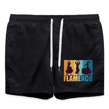 Flamenco Tänzerin Vintage Retro Tanz Geschenk - Badeshorts - Schwarz - Vorne - AI Model Male 185 light (185cm)