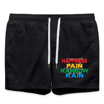 Happiness (dark) - Swim Trunks - black - Front - AI Model Male 185 light (185cm)