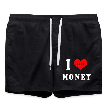 I love money - Swim Trunks - black - Front - AI Model Male 185 light (185cm)