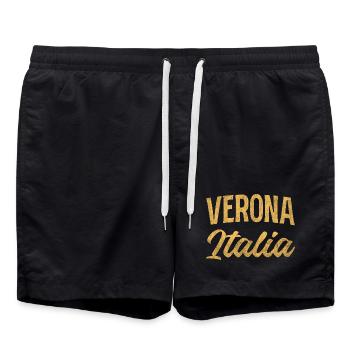 Lettrage vintage Verona Italia - Short de bain - noir - Devant - AI Model Male 185 light (185cm)