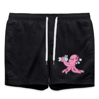 Poisson poulpe - Short de bain - noir - Devant - AI Model Male 185 light (185cm)