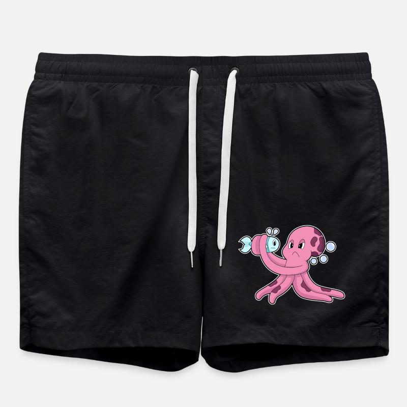 Krake Fisch - Badeshorts - Schwarz
